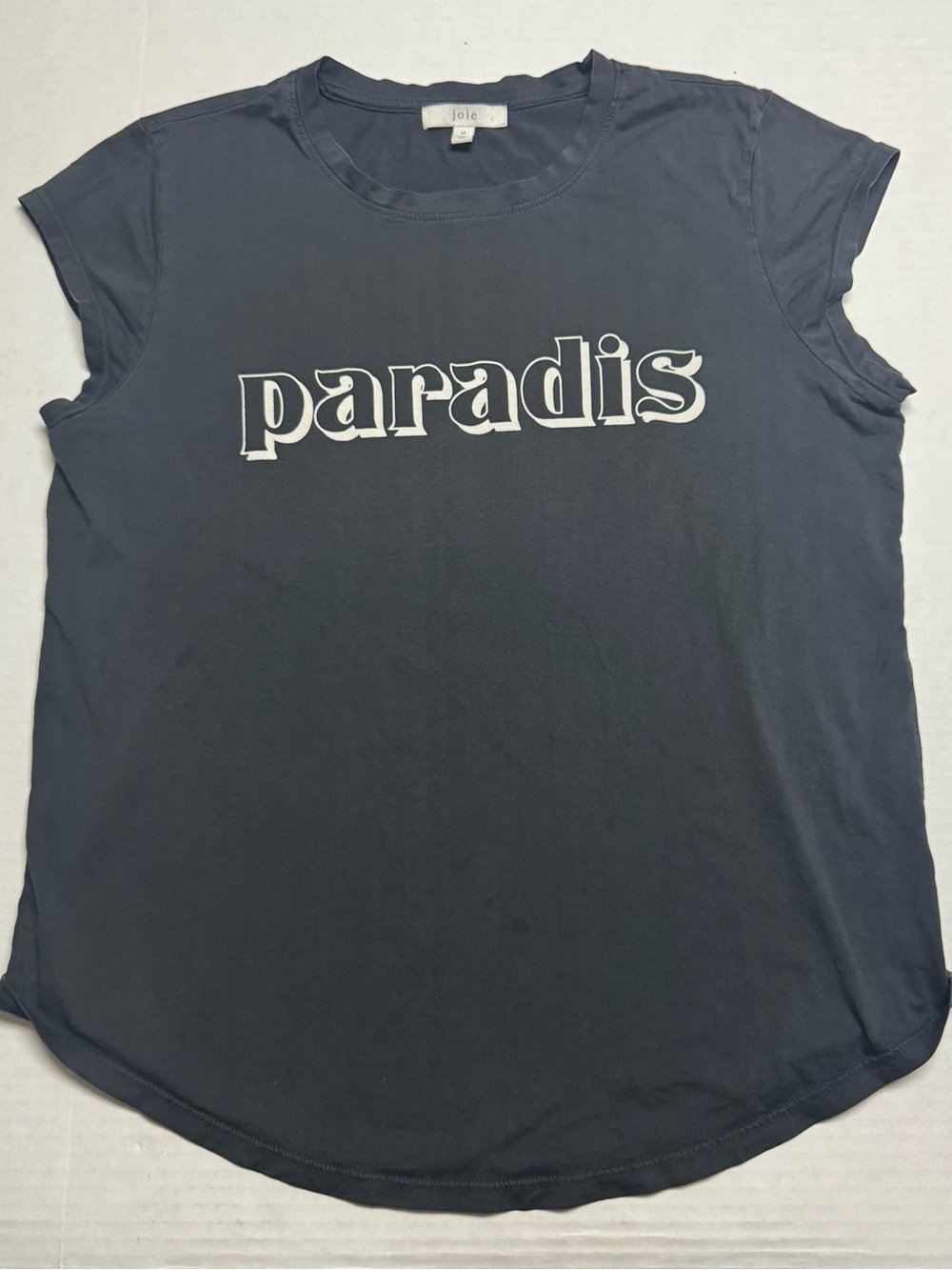 Joie "Paradis" Cap Sleeve Curved Hem Top In Washed Black Size: M Made In USA